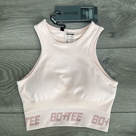 Bo + Tee Knockout Seamless Racerback Crop Top Sports Bra‎ In Peach Size XS - Picture 1 of 9